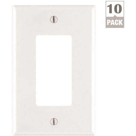 Leviton Decora 1-Gang White Decorator/Rocker Midway Nylon Wall Plate, 10PK M52-0PJ26-0WM